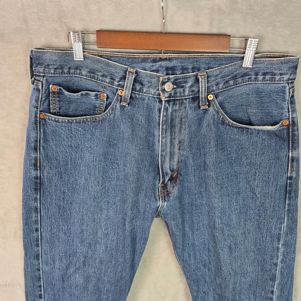 Levis 505 Regular Fit Straight Leg Jeans Mens 36x29 Medium‎ Wash Blue Denim
